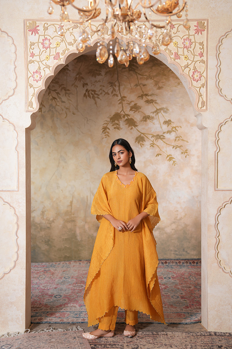 Sunehra Tissue Silk Kaftan Set (Gulabi Savera by Unnati Garg)
