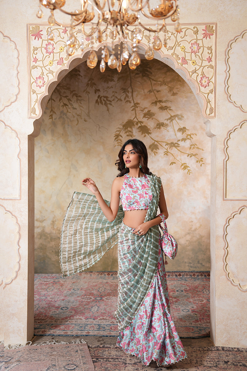 Seher Pearl Tissue Silk Saree (Gulabi Savera by Unnati Garg)