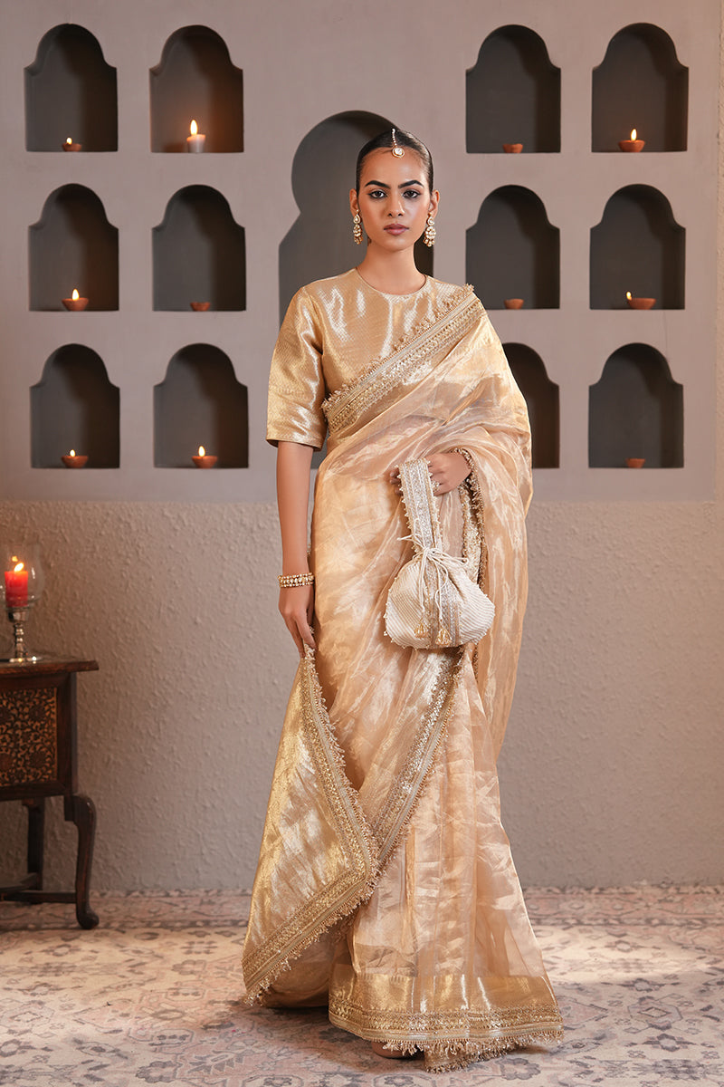 Shahi Gold Tissue Silk Saree (Gulabi Savera by Unnati Garg)