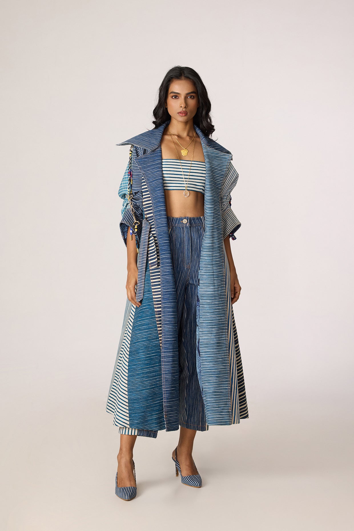 Selah Trench, Joyce Bustier & Jax Jeans (Denim Patchwork Set)- Mati