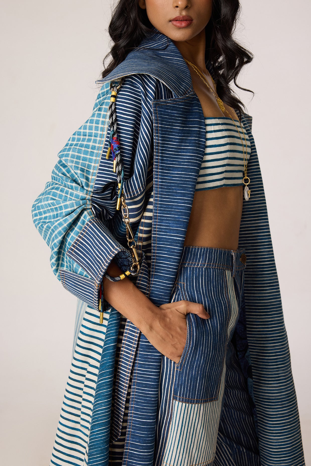 Selah Trench, Joyce Bustier & Jax Jeans (Denim Patchwork Set)- Mati
