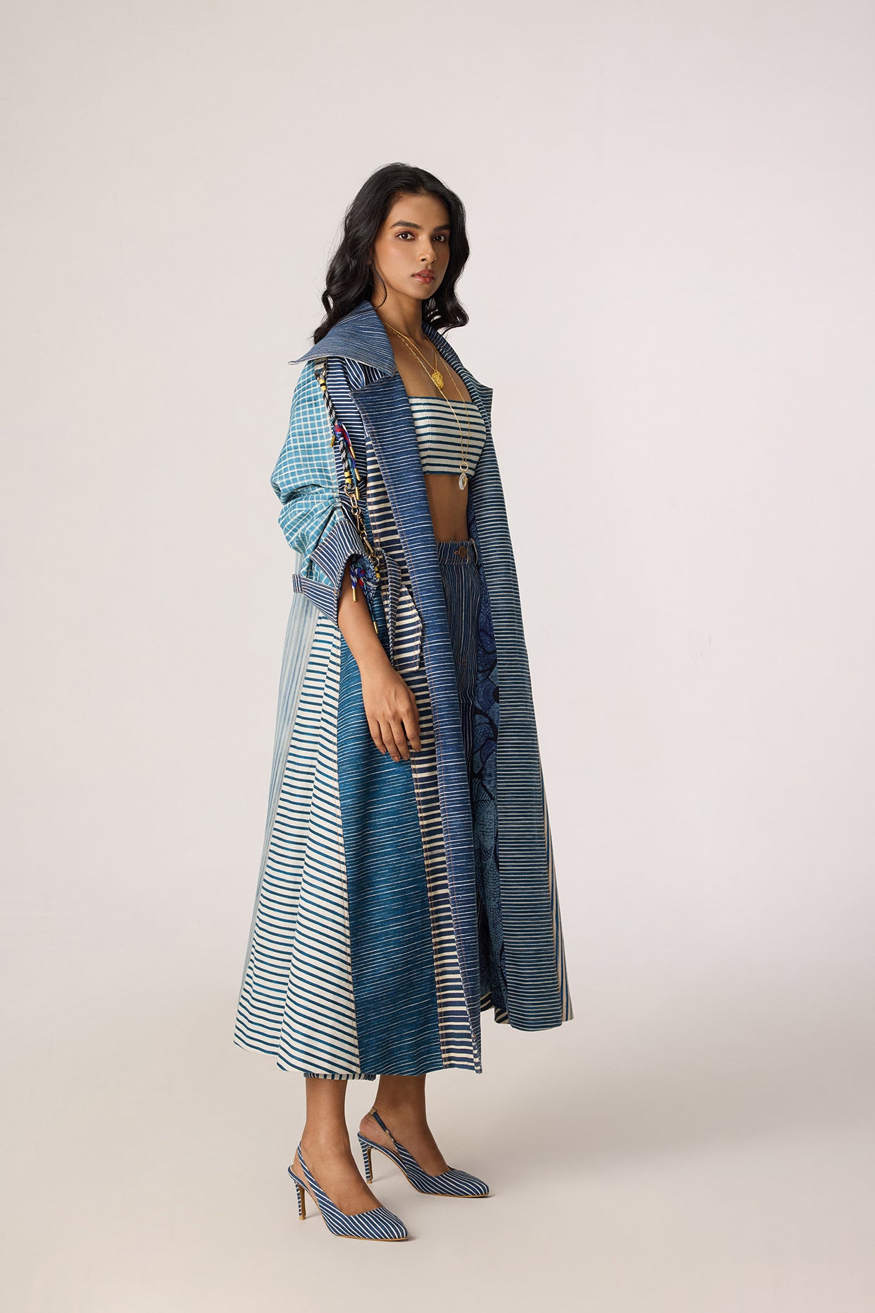 Selah Trench, Joyce Bustier & Jax Jeans (Denim Patchwork Set)- Mati
