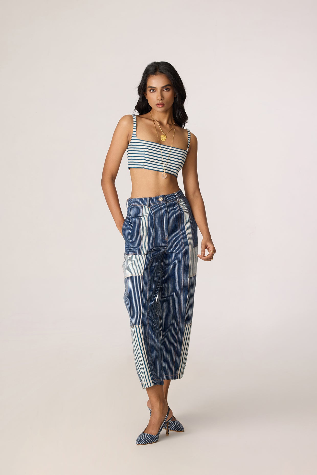 Selah Trench, Joyce Bustier & Jax Jeans (Denim Patchwork Set)- Mati