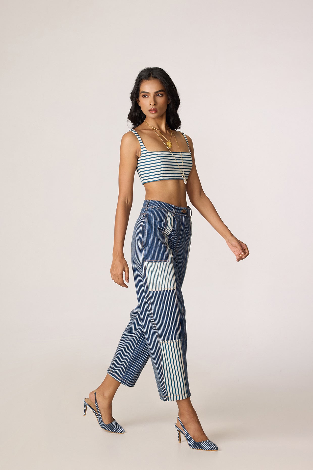 Selah Trench, Joyce Bustier & Jax Jeans (Denim Patchwork Set)- Mati