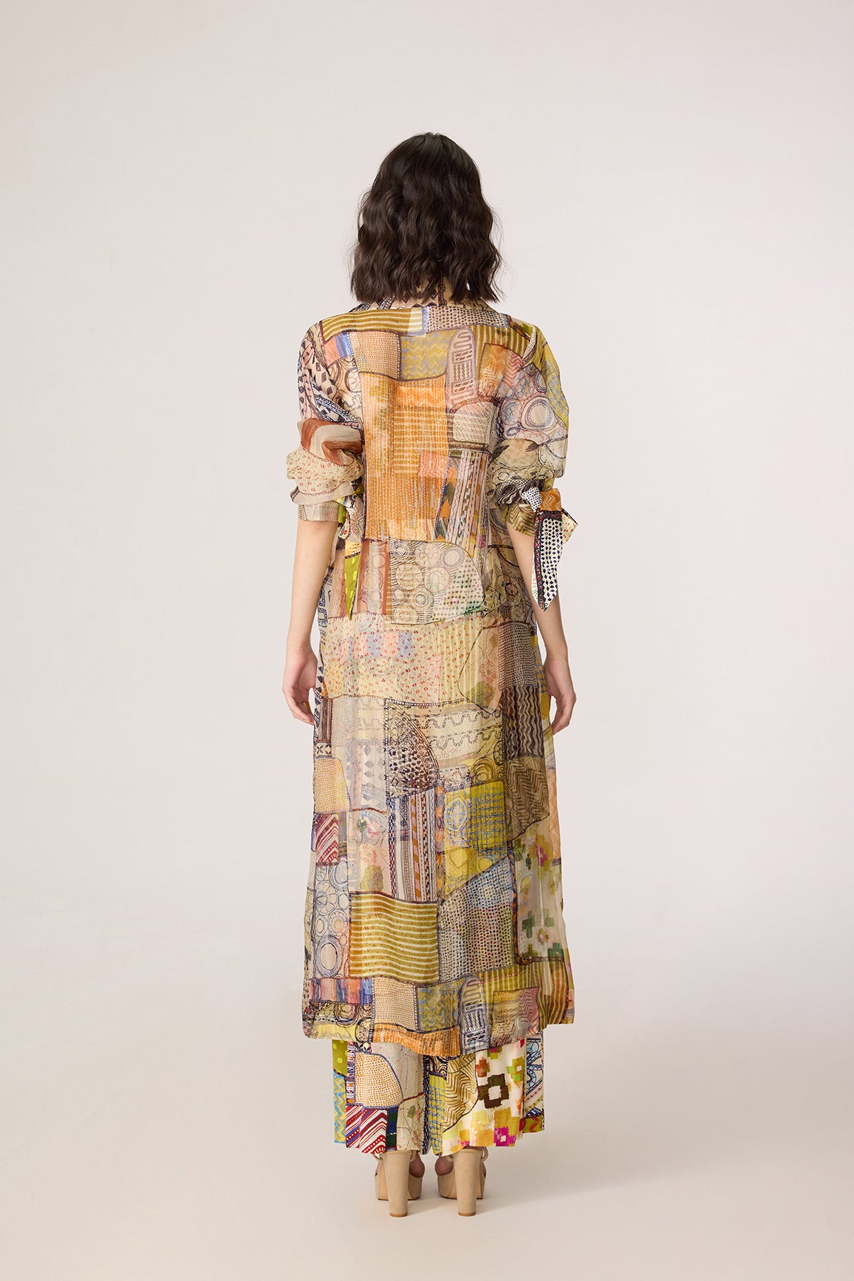 Belen Trench, Juniper Bustier & Jeja Trousers (Fusion Patchwork Set)- Saaksha Kinni
