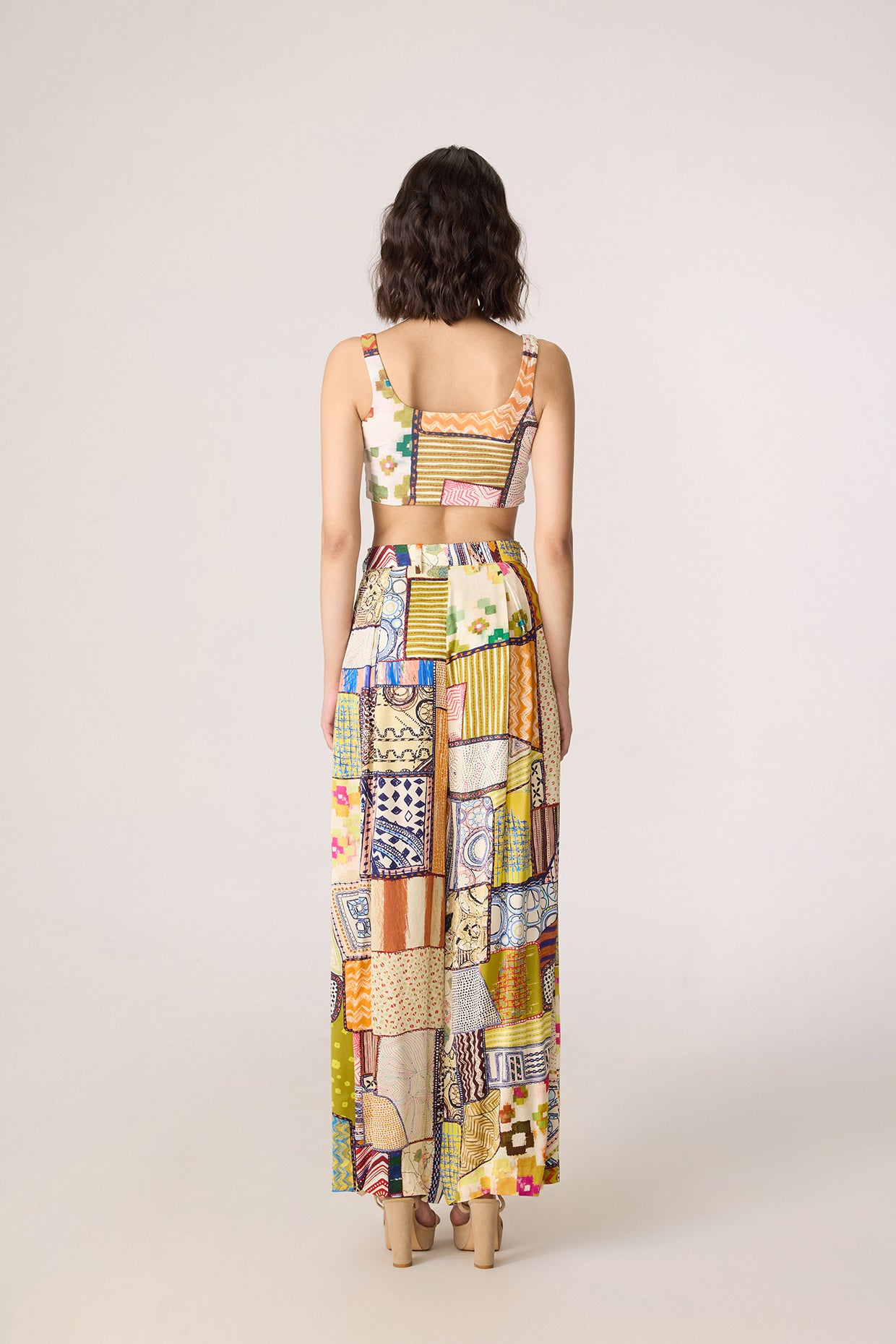 Belen Trench, Juniper Bustier & Jeja Trousers (Fusion Patchwork Set)- Saaksha Kinni