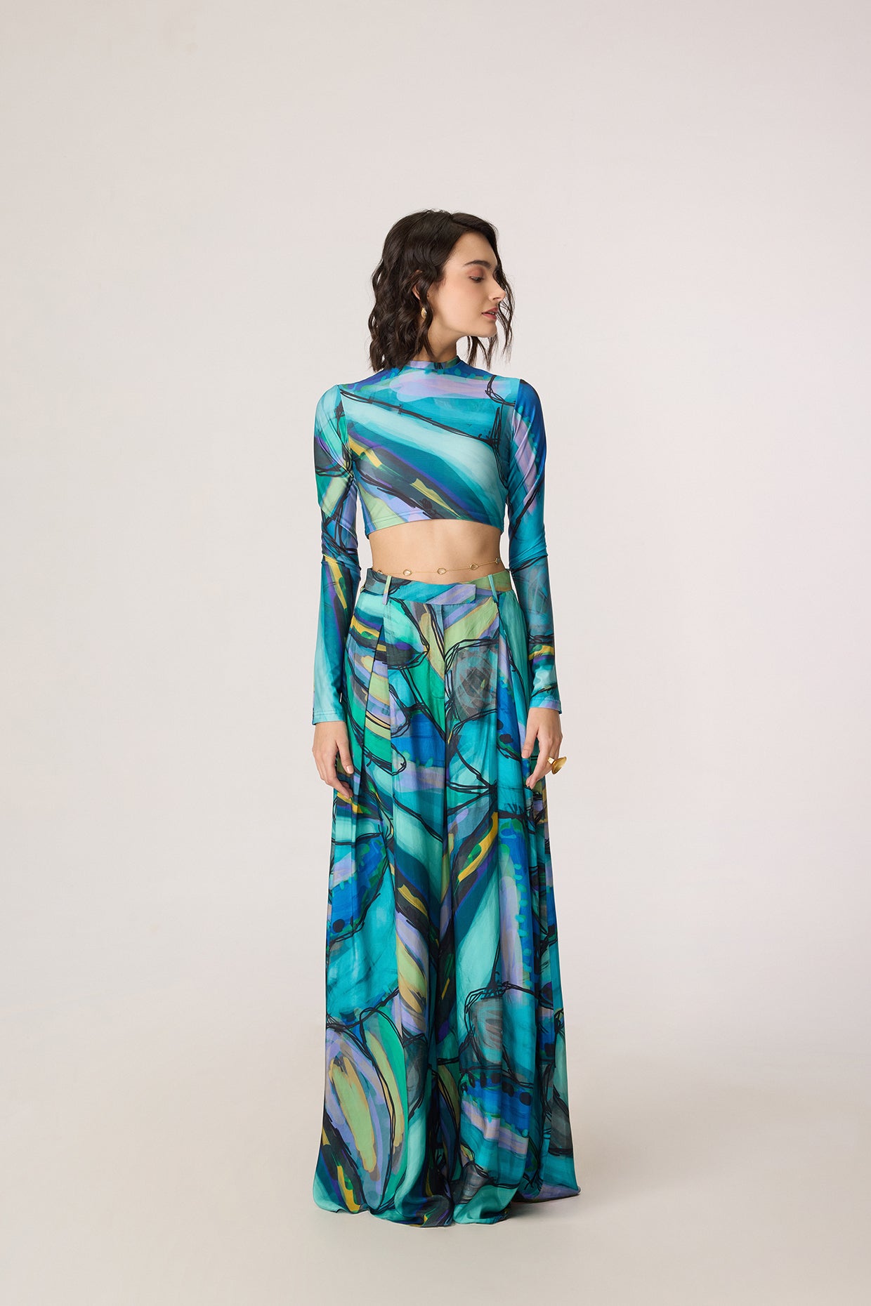 Gigi Blouse & Vellora Palazzo (Tropica Print Set)- Saaksha kinni