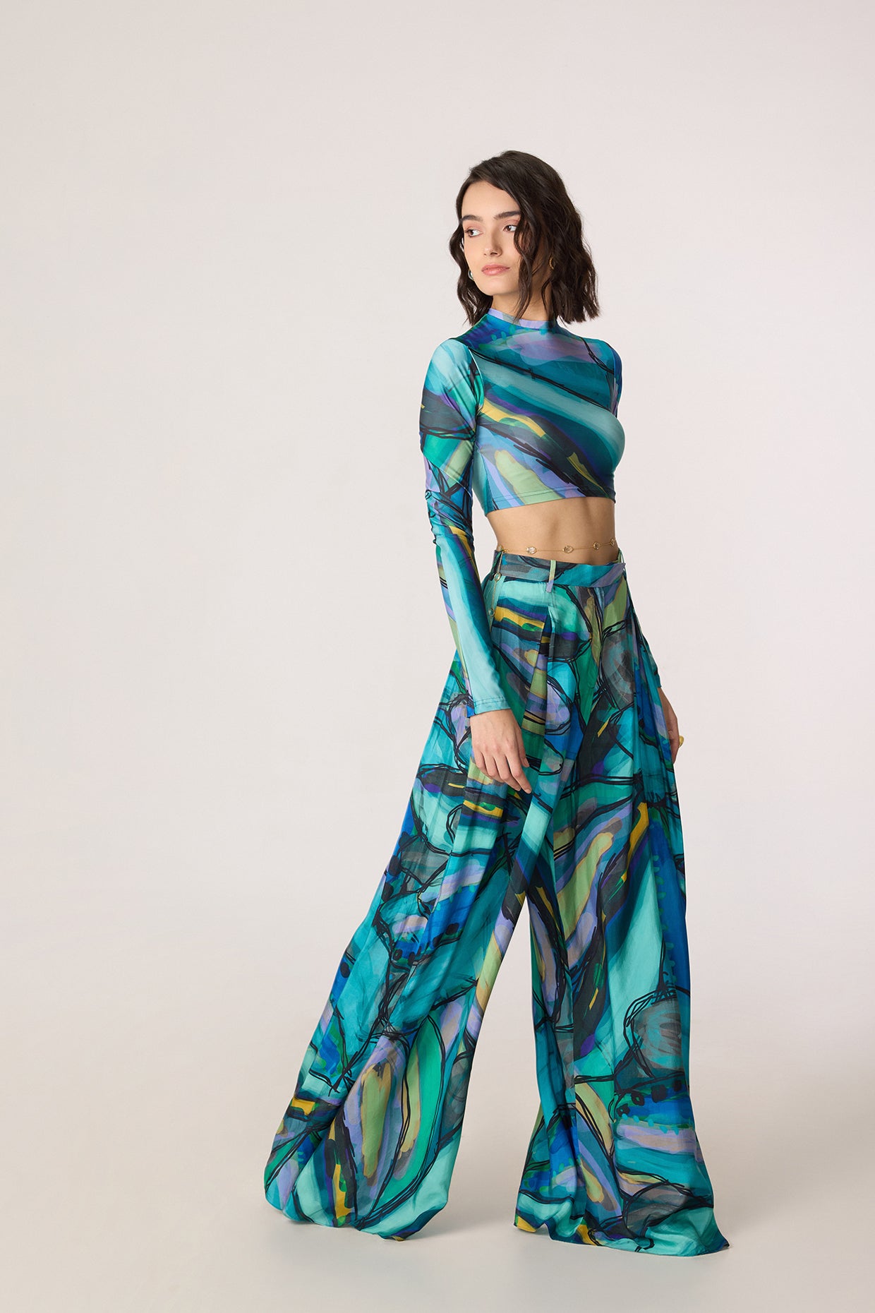 Gigi Blouse & Vellora Palazzo (Tropica Print Set)- Saaksha kinni