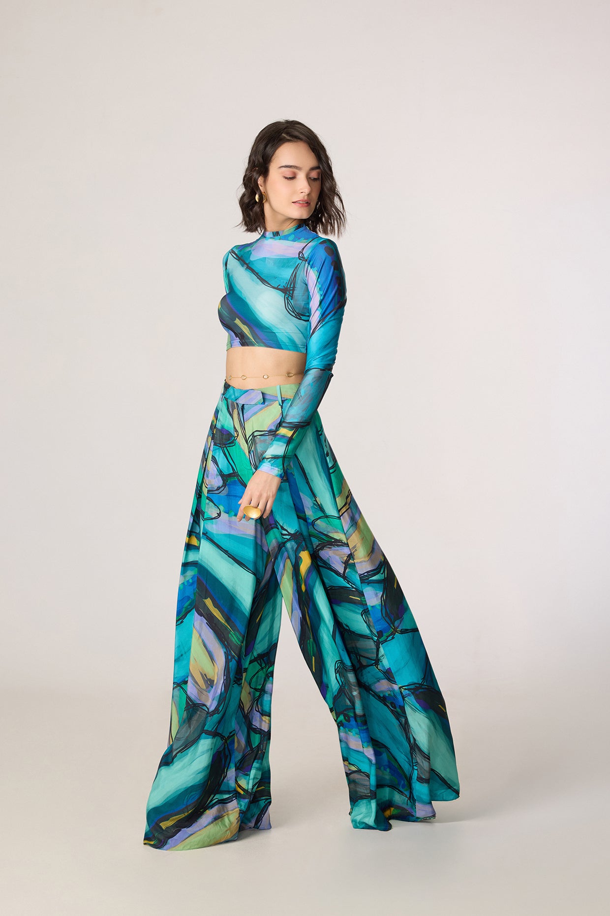 Gigi Blouse & Vellora Palazzo (Tropica Print Set)- Saaksha kinni