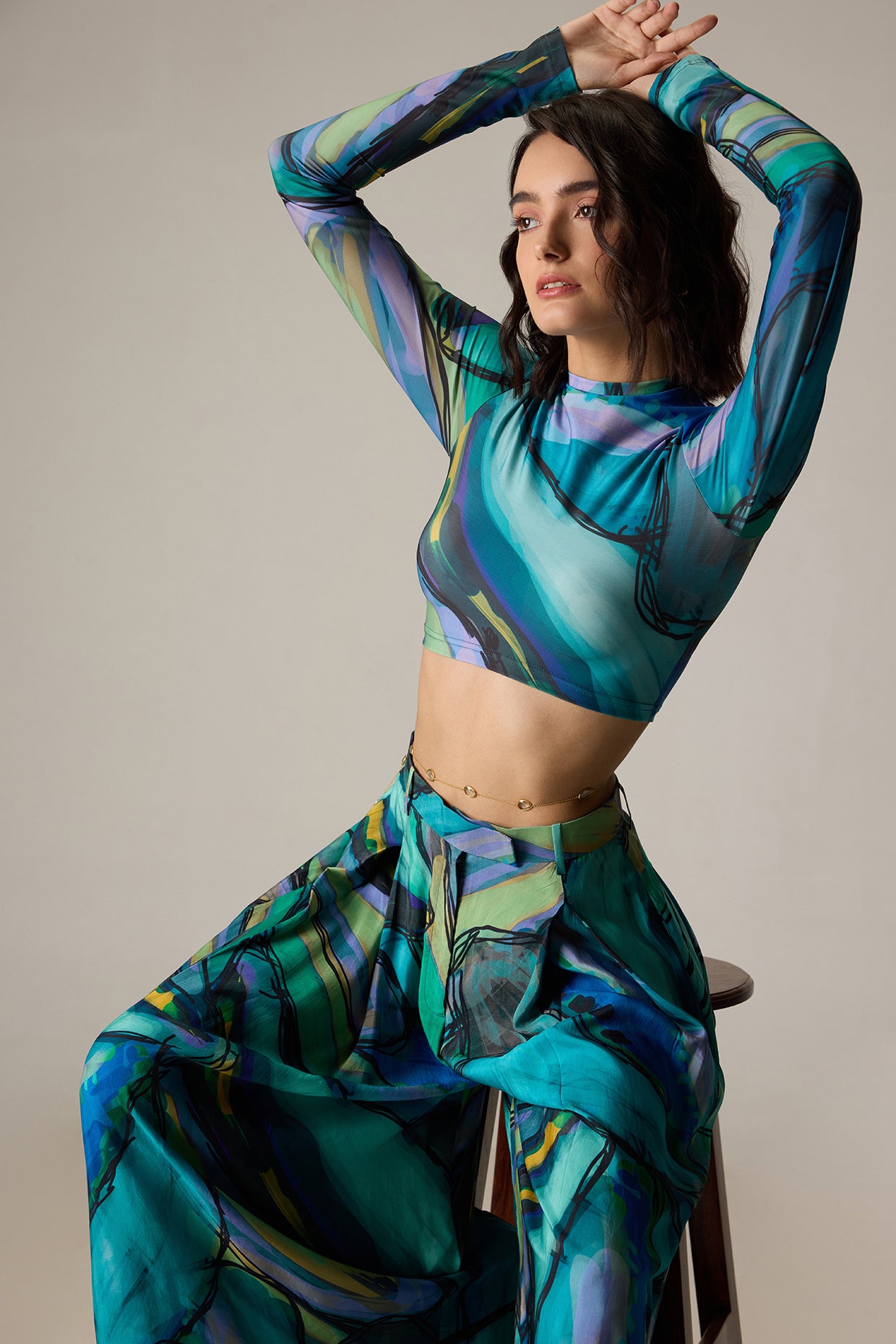 Gigi Blouse & Vellora Palazzo (Tropica Print Set)- Saaksha kinni