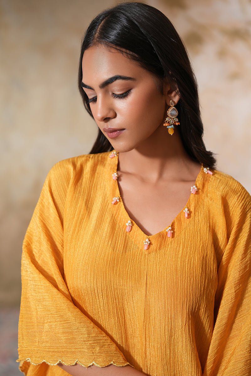Sunehra Tissue Silk Kaftan Set (Gulabi Savera by Unnati Garg)