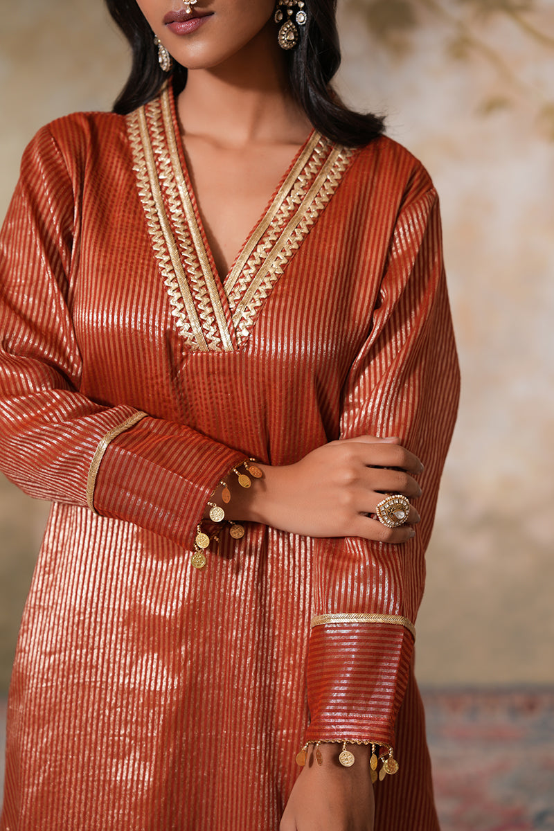 Zangi Gota Kurta Set (Gulabi Savera by Unnati Garg)