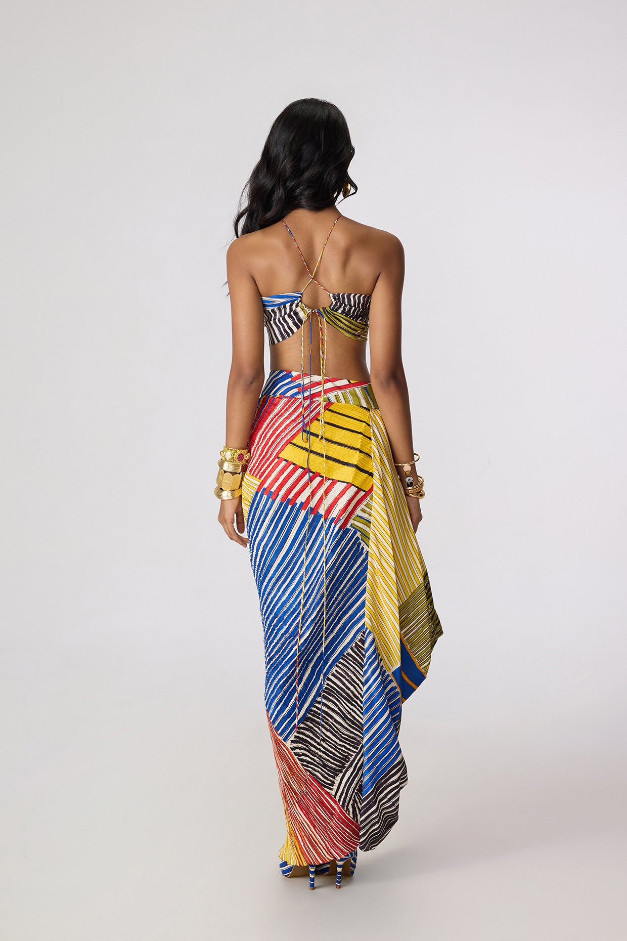 Keha Halter Blouse & Keha Sarong Skirt (Colour Rhythm Set)- saaksha kinni