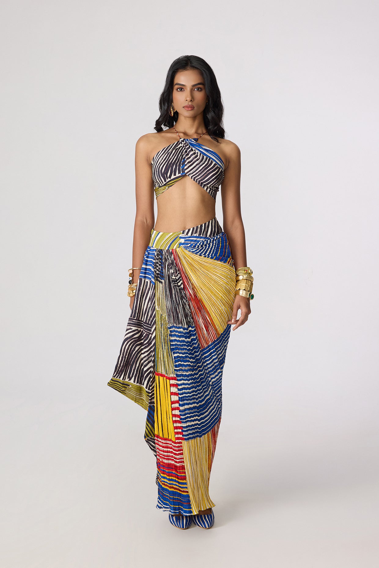 Keha Halter Blouse & Keha Sarong Skirt (Colour Rhythm Set)- saaksha kinni
