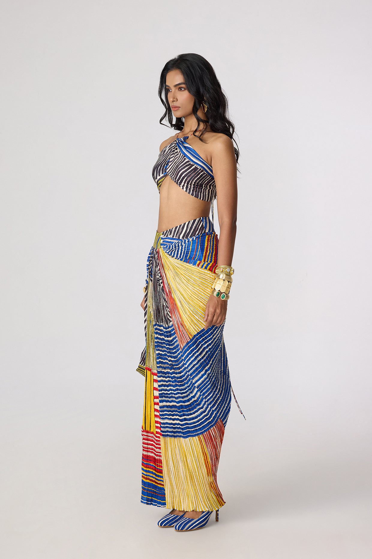 Keha Halter Blouse & Keha Sarong Skirt (Colour Rhythm Set)- saaksha kinni