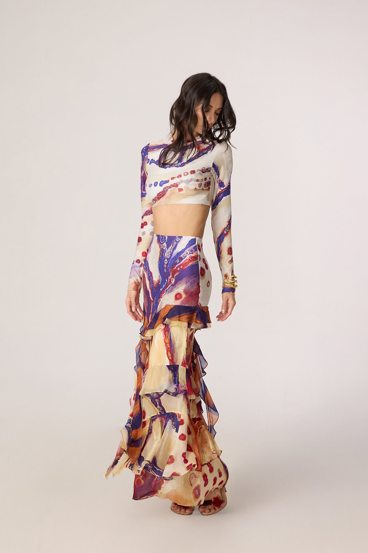 Zavi Blouse & Marieya Skirt (Tribal Lines Set)- saaksha kinni