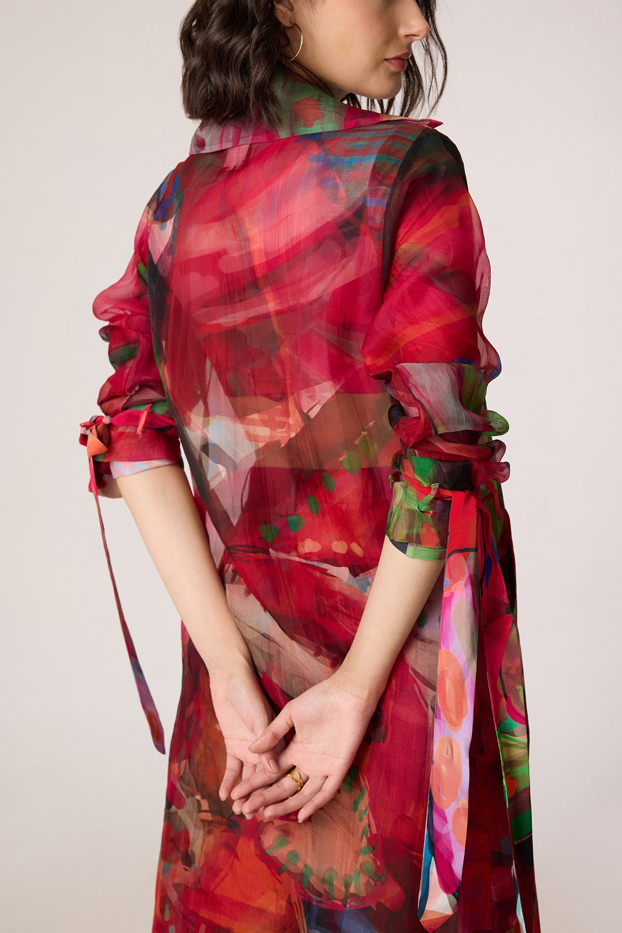 Belen Trench, Zavi Blouse & Vellora Trousers (Tropica Organza Set)- saaksha kinni
