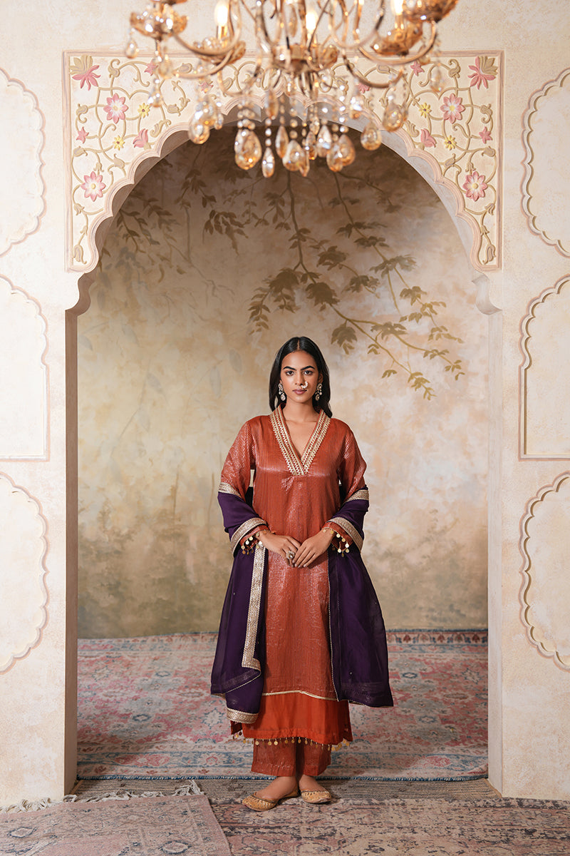 Zangi Gota Kurta Set (Gulabi Savera by Unnati Garg)