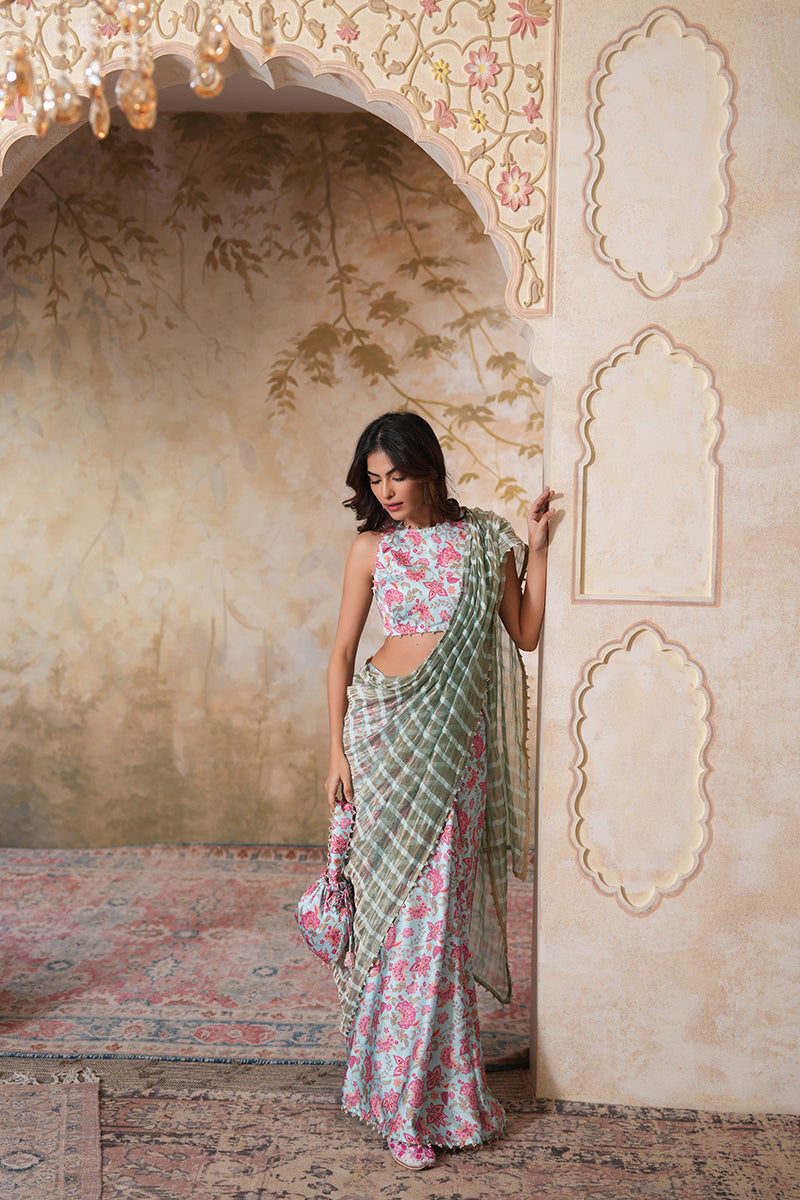 Seher Pearl Tissue Silk Saree (Gulabi Savera by Unnati Garg)