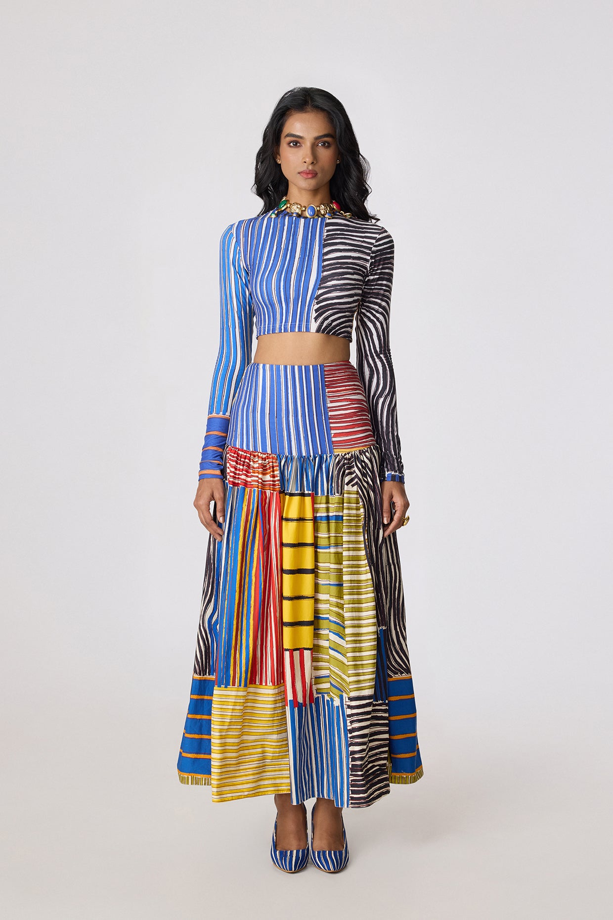 Zavi Blouse & Jasper Skirt (Colour Rhythm Set)- Saaksha Kinni