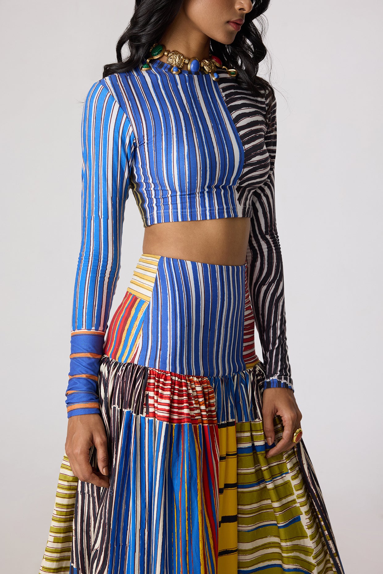 Zavi Blouse & Jasper Skirt (Colour Rhythm Set)- Saaksha Kinni