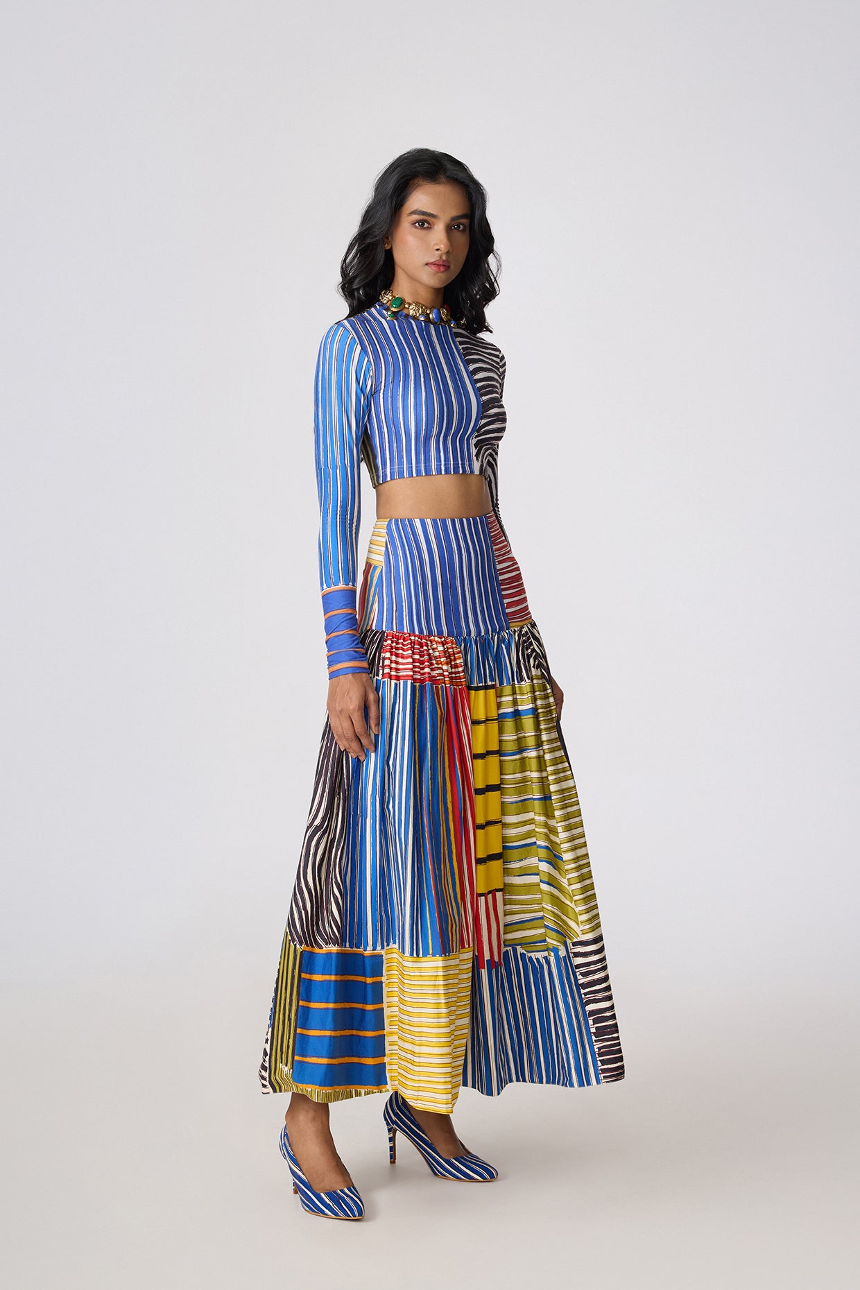 Zavi Blouse & Jasper Skirt (Colour Rhythm Set)- Saaksha Kinni