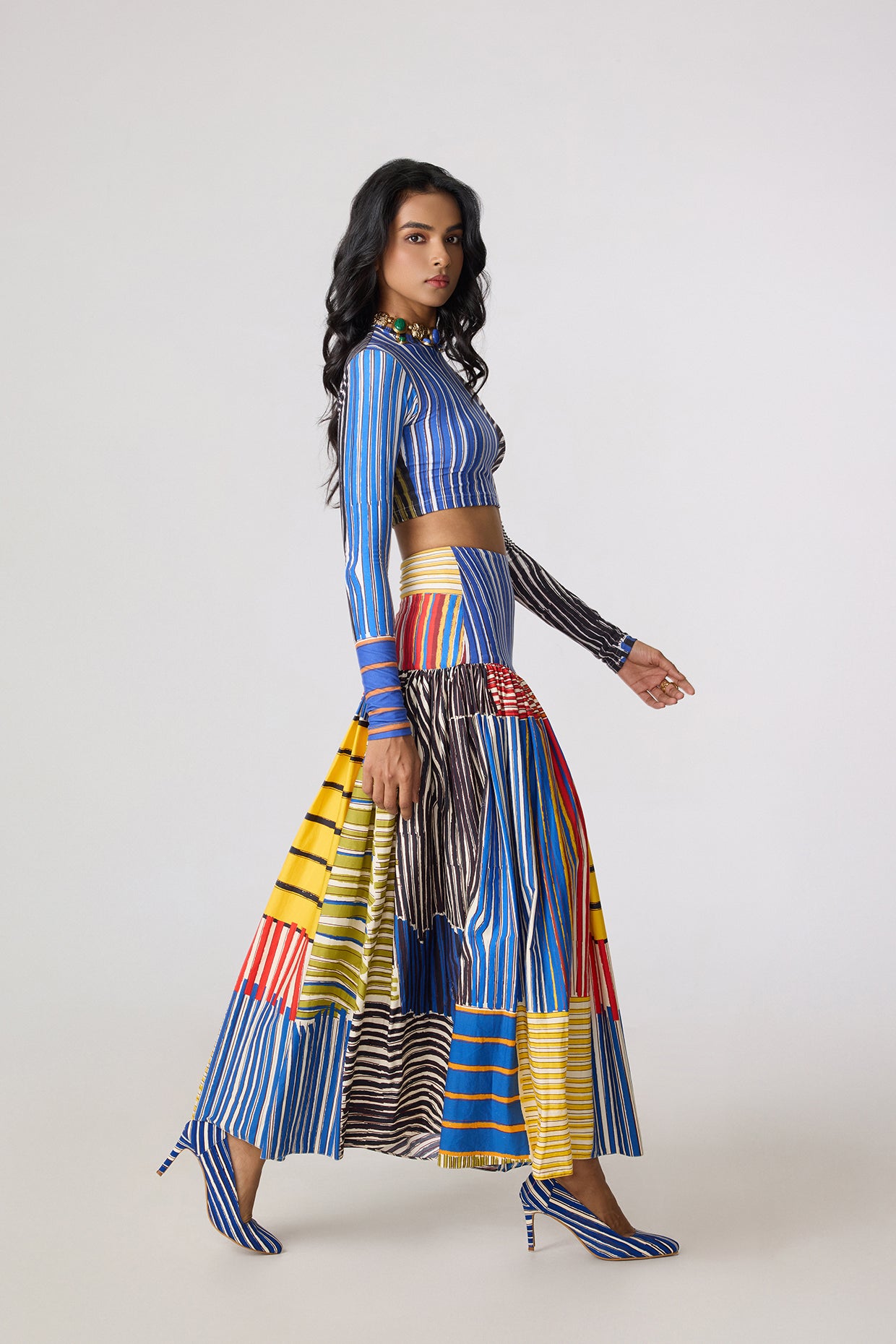Zavi Blouse & Jasper Skirt (Colour Rhythm Set)- Saaksha Kinni
