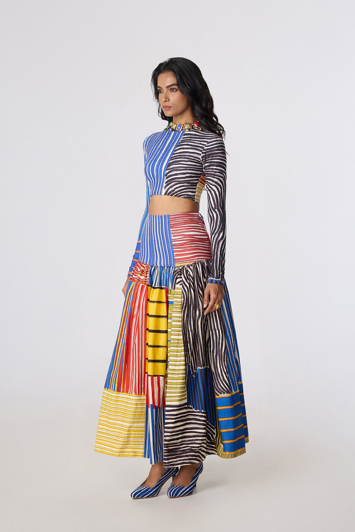 Zavi Blouse & Jasper Skirt (Colour Rhythm Set)- Saaksha Kinni