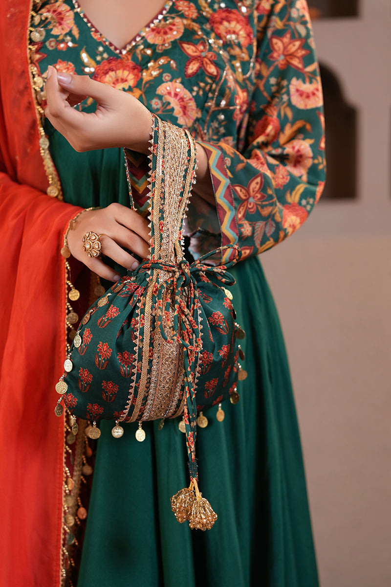 Sabz Chintz Anarkali Set (Gulabi Savera by Unnati Garg)