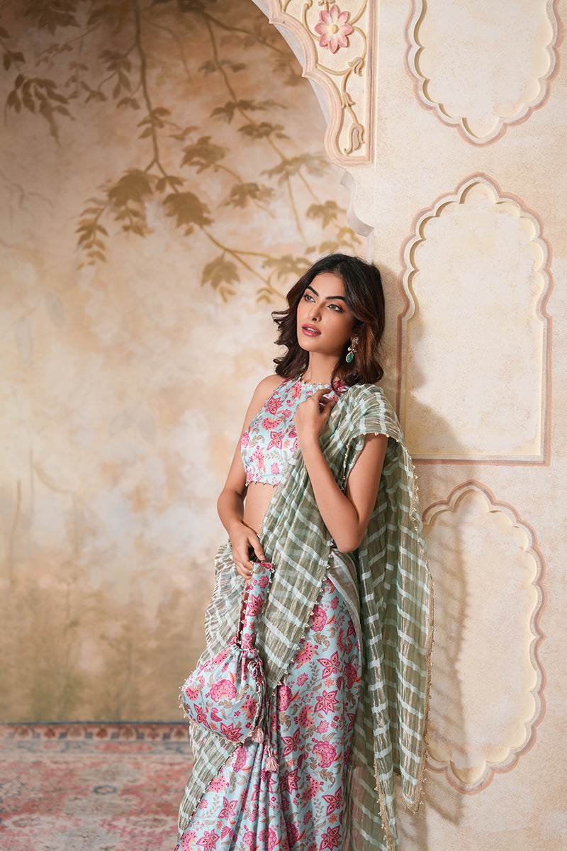 Seher Pearl Tissue Silk Saree (Gulabi Savera by Unnati Garg)