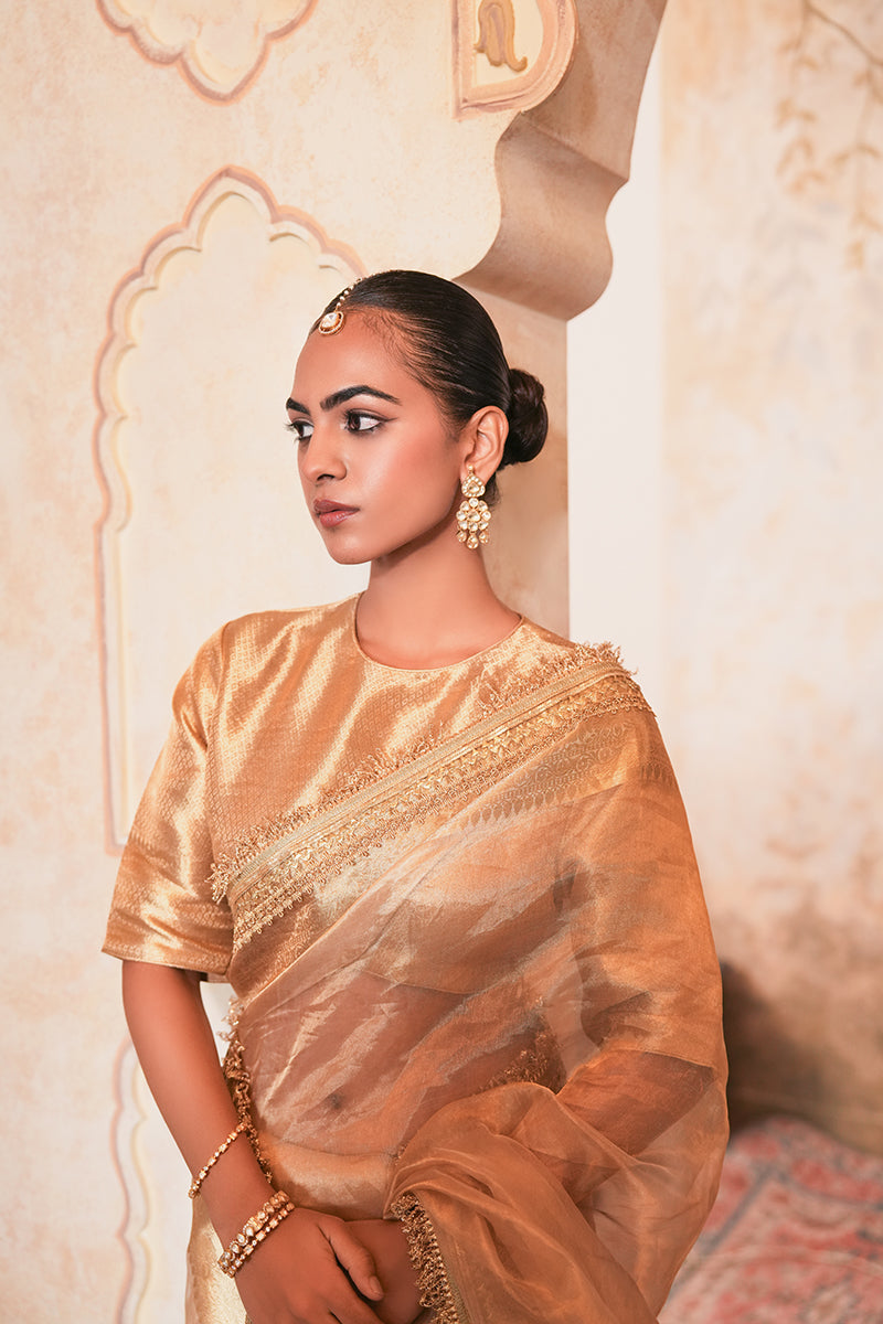 Shahi Gold Tissue Silk Saree (Gulabi Savera by Unnati Garg)