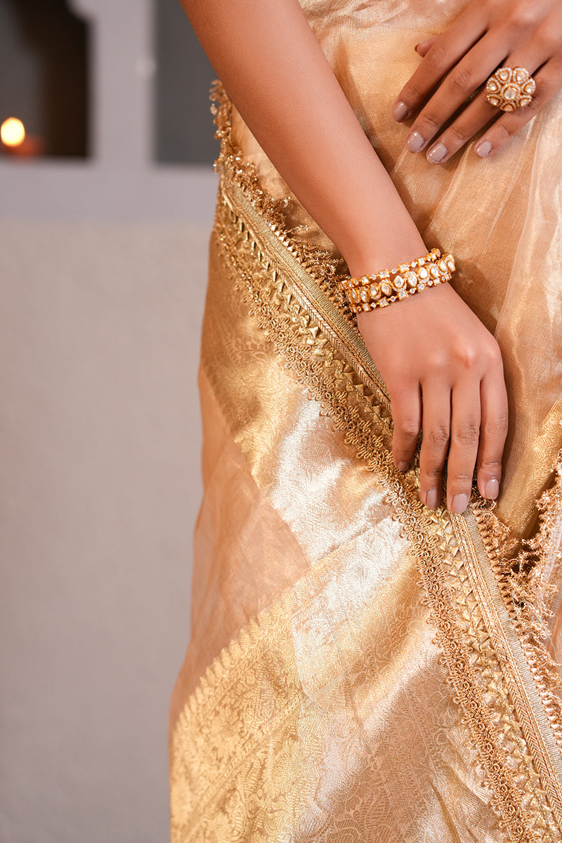 Shahi Gold Tissue Silk Saree (Gulabi Savera by Unnati Garg)