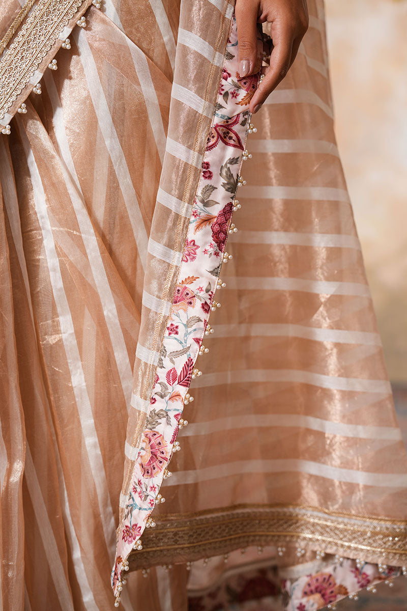 Zarina Pearl Tissue Silk Saree (Gulabi Savera by Unnati Garg)