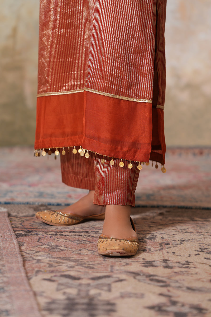 Zangi Gota Kurta Set (Gulabi Savera by Unnati Garg)