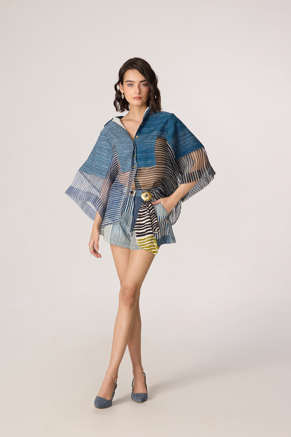 Bellamy Shirt & Emira Shorts (Dual Stripe Set)- Saaksha kinni