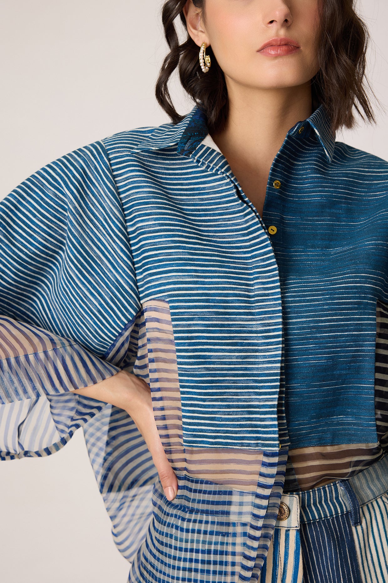 Bellamy Shirt & Emira Shorts (Dual Stripe Set)- Saaksha kinni