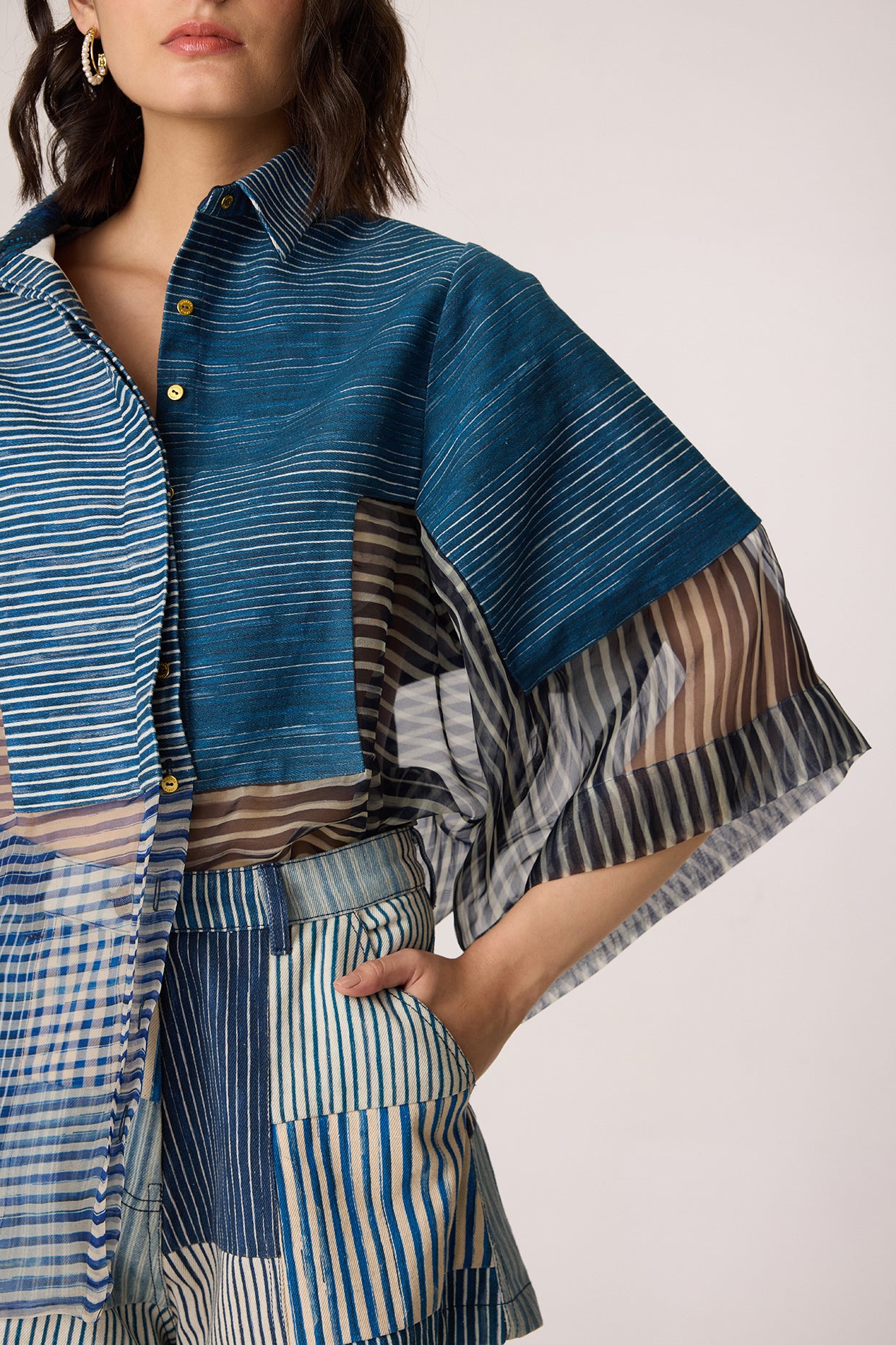 Bellamy Shirt & Emira Shorts (Dual Stripe Set)- Saaksha kinni