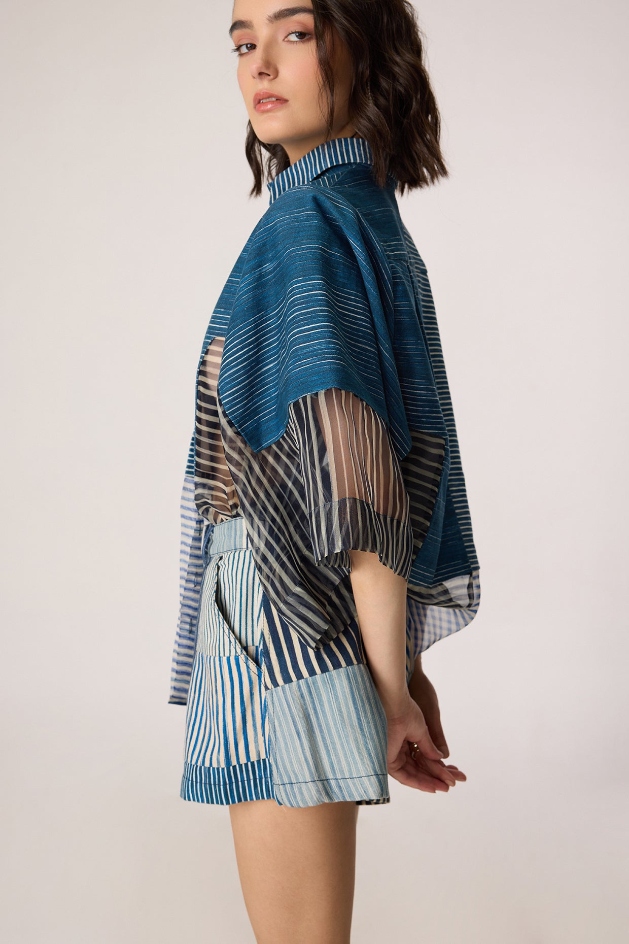 Bellamy Shirt & Emira Shorts (Dual Stripe Set)- Saaksha kinni