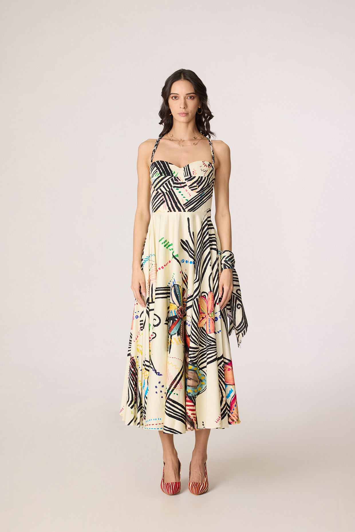Marilyn Dress - Ivory Swiggle- saaksha kinni
