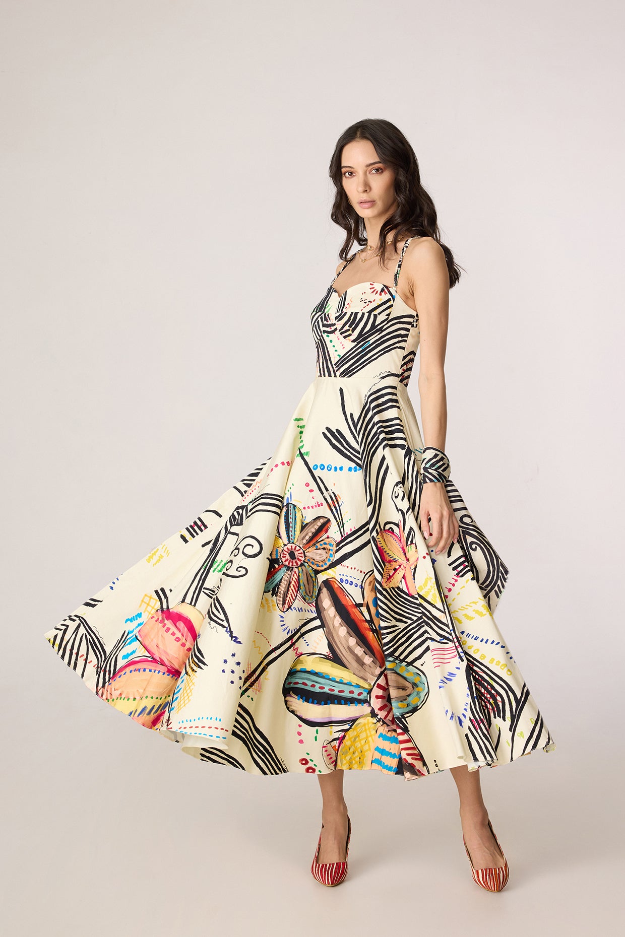 Marilyn Dress - Ivory Swiggle- saaksha kinni