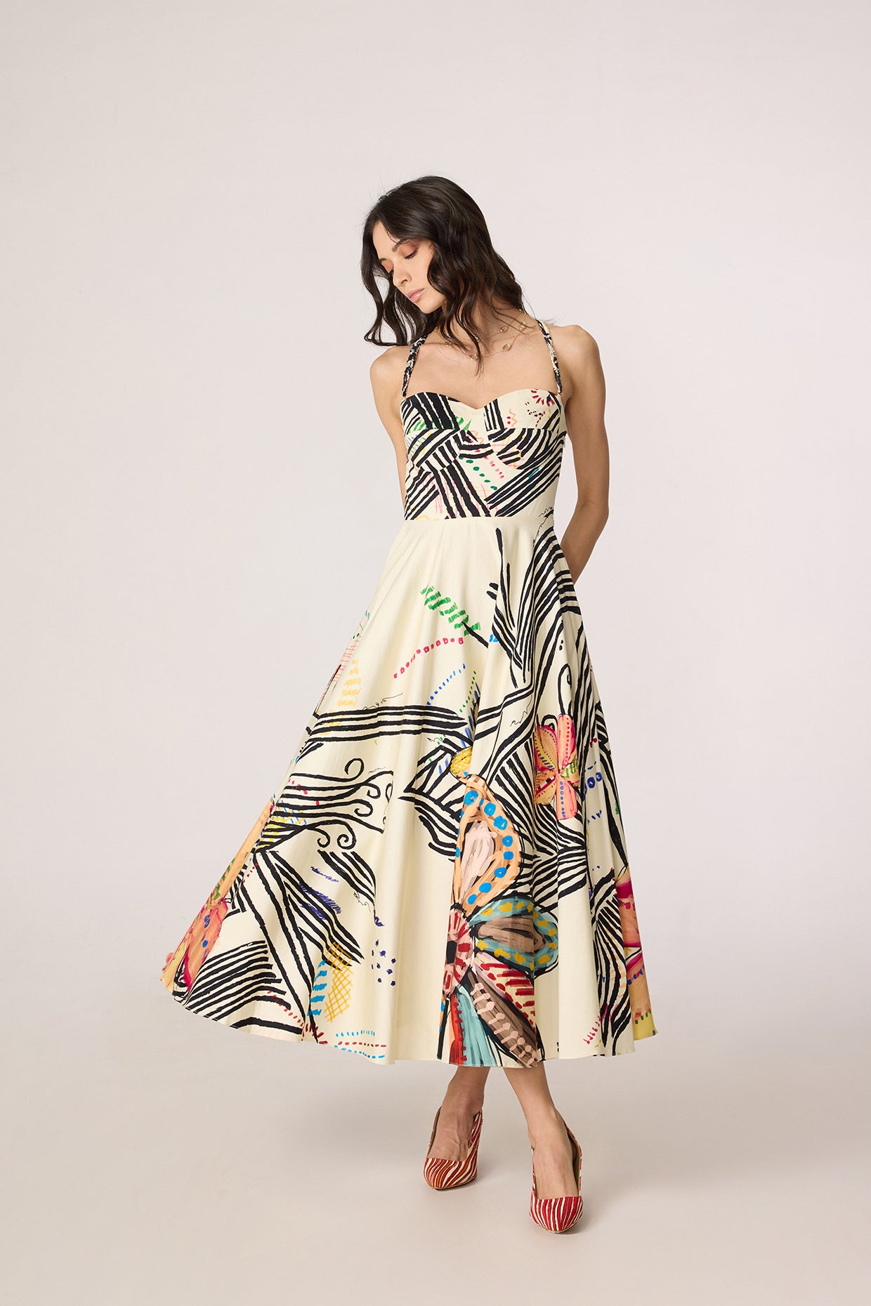 Marilyn Dress - Ivory Swiggle- saaksha kinni
