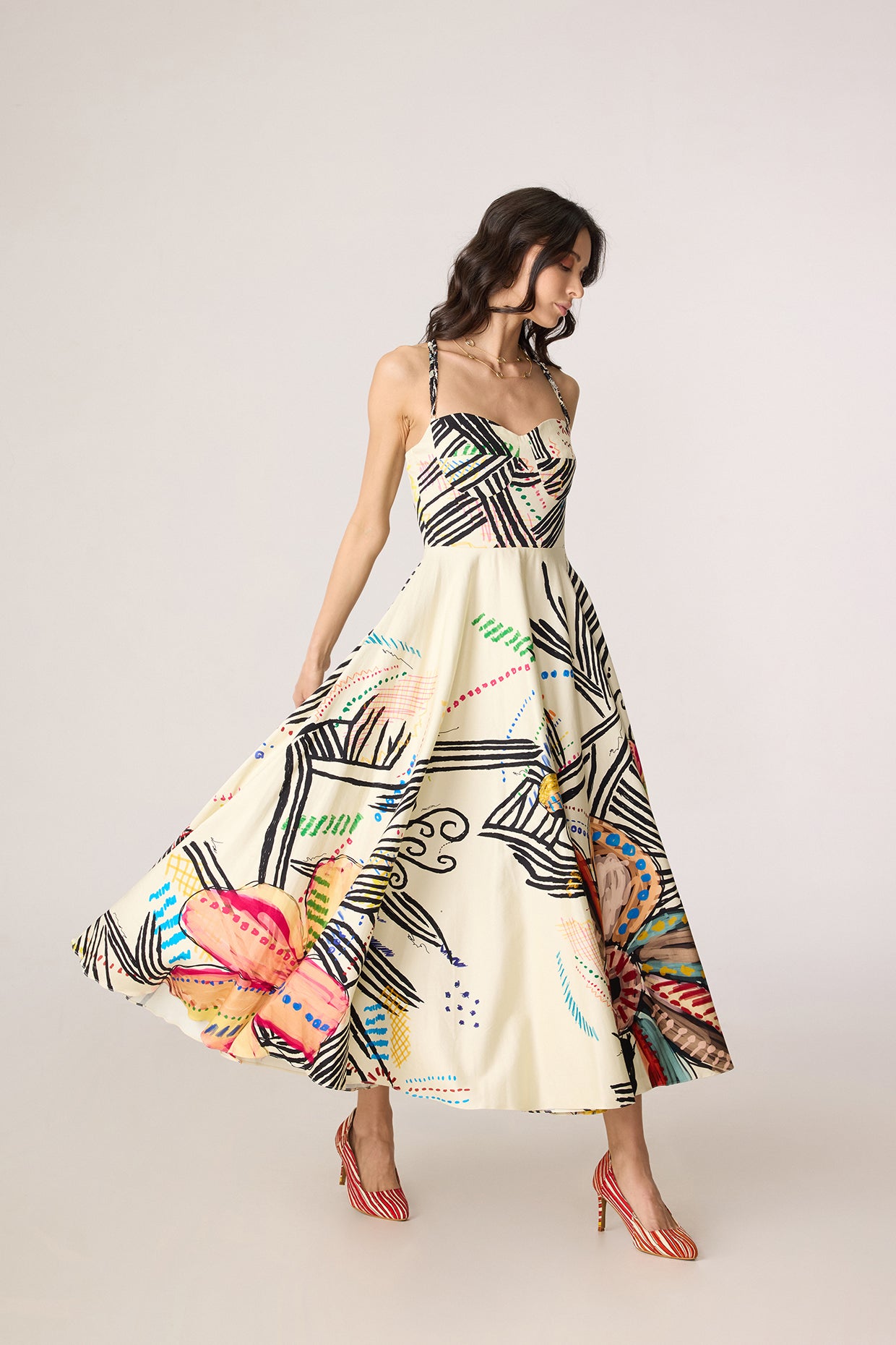 Marilyn Dress - Ivory Swiggle- saaksha kinni