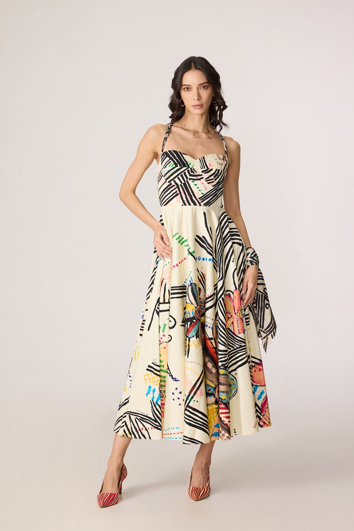 Marilyn Dress - Ivory Swiggle- saaksha kinni