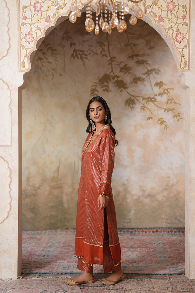 Zangi Gota Kurta Set (Gulabi Savera by Unnati Garg)