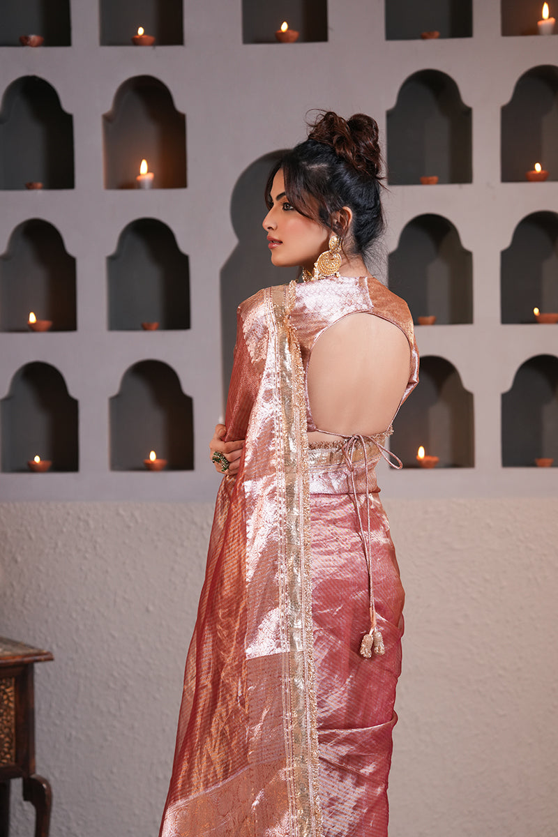 Badami Gold Tissue Silk Saree (Gulabi Savera by Unnati Garg)