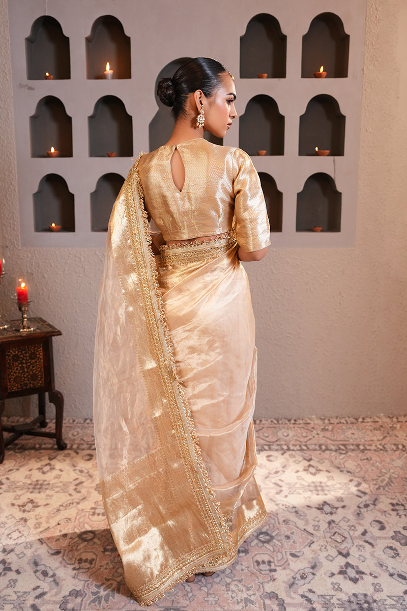 Shahi Gold Tissue Silk Saree (Gulabi Savera by Unnati Garg)