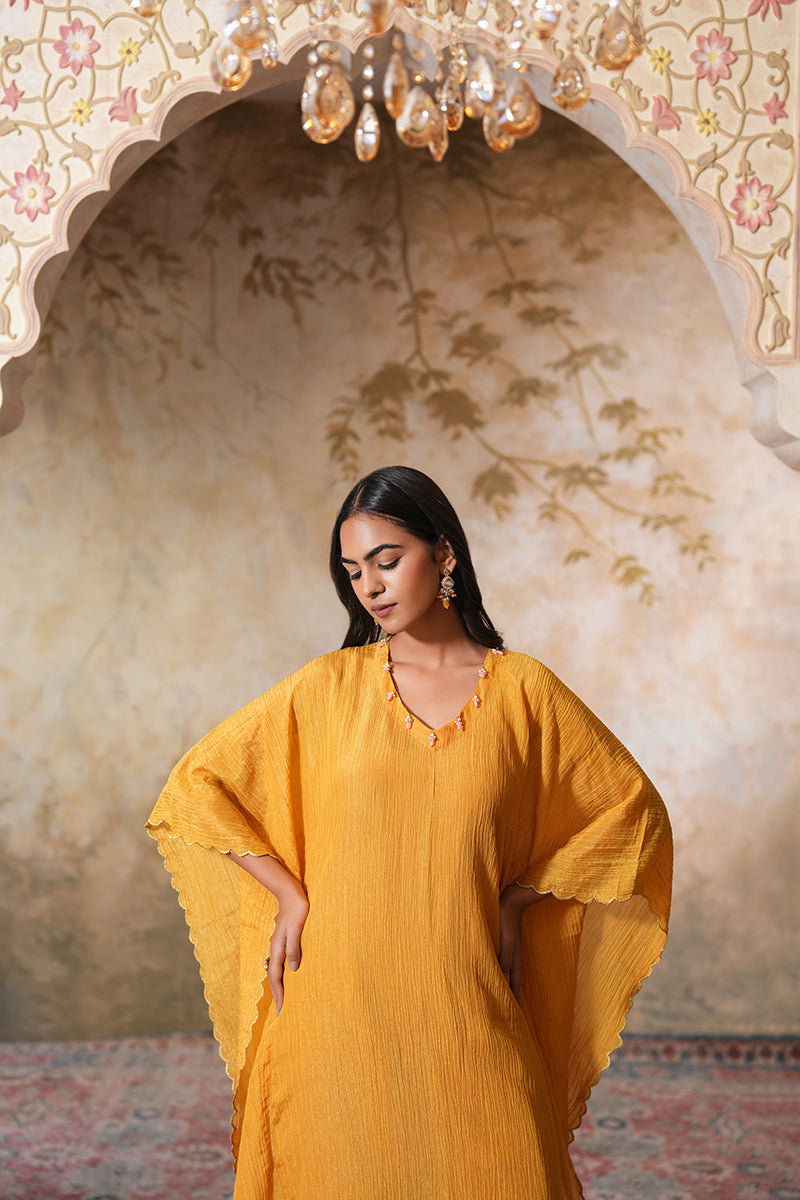 Sunehra Tissue Silk Kaftan Set (Gulabi Savera by Unnati Garg)