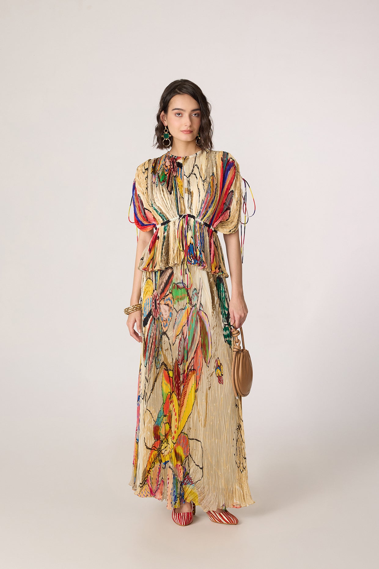 The Monica Set (Micro-Pleat Kaftan Blouse & Skirt)- Saaksha Kinni