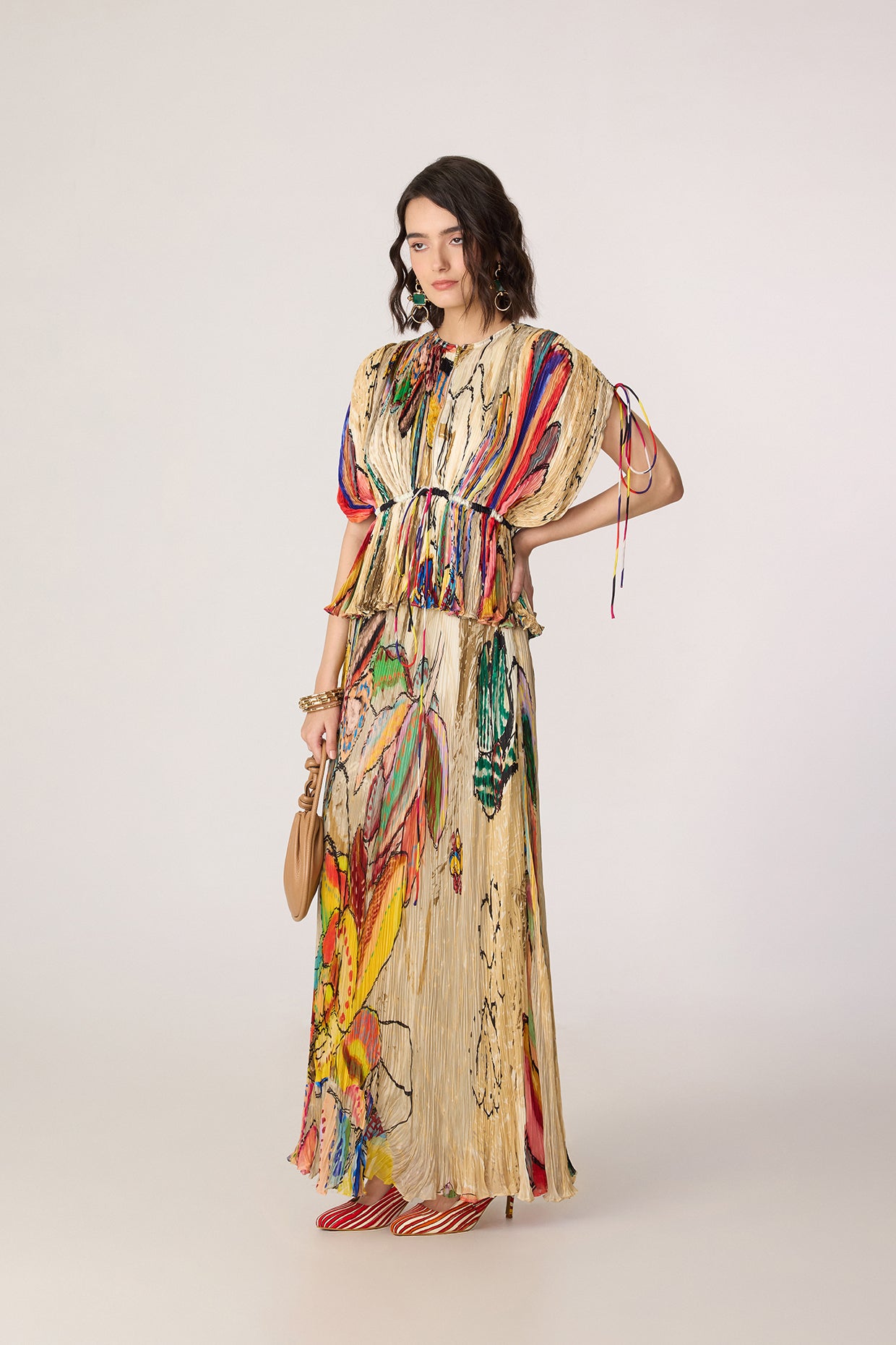 The Monica Set (Micro-Pleat Kaftan Blouse & Skirt)- Saaksha Kinni