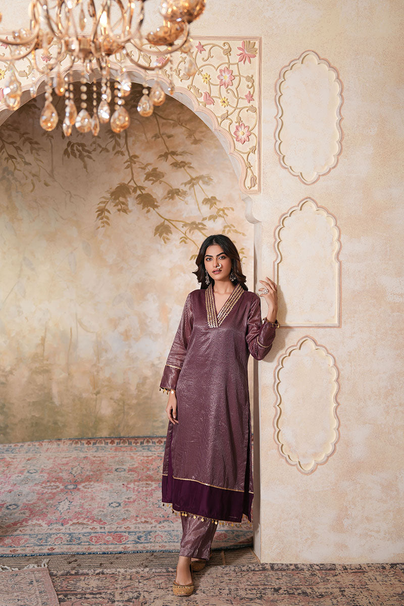 Gauhar Gota Kurta Set (Gulabi Savera by Unnati Garg)